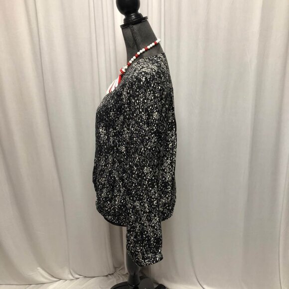 Fever Bomber Jacket Womens Sz Large Black White Speckled Lined Zippered Pockets - Picture 3 of 6